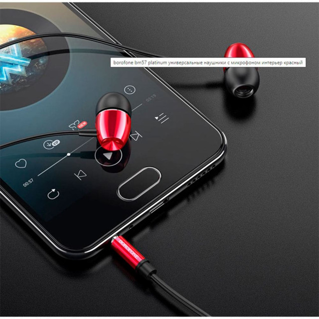 Наушники Borofone BM57 39223 внутриканальные с микрофоном красный 1.2 м