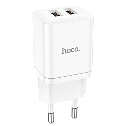 Сетевое зарядное устройство Hoco N25 двойной порт белый