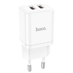 Зарядное устройство сетевое Hoco N25 двойной порт белый