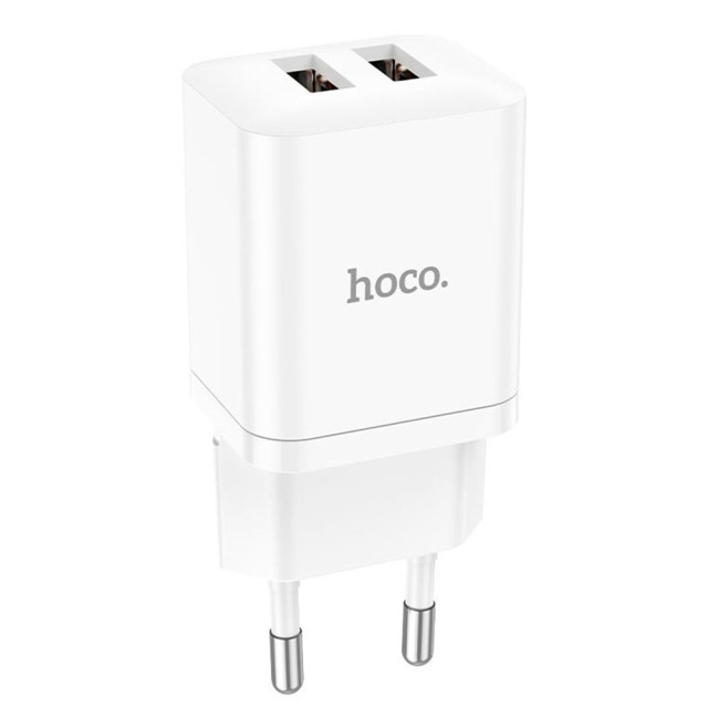 Зарядное устройство сетевое Hoco N25 двойной порт белый