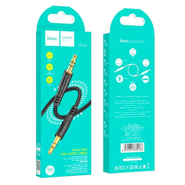 Кабель Hoco aux UPA24 черный 1 м