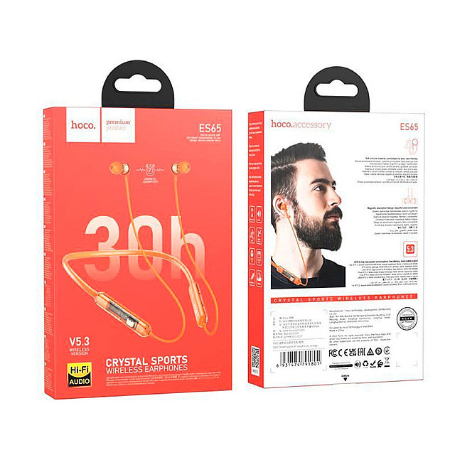 Наушники Hoco BT ES65 внутриканальные с микрофоном оранжевый