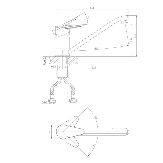 Смеситель для кухни A-five A5-0122 D40 Crocus хром