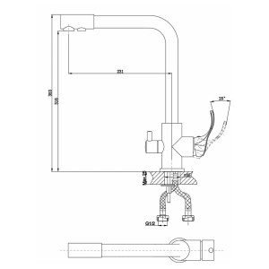 Смеситель для кухни A-five A5-0227 серия Iris D35 с краном для питьевой воды хром