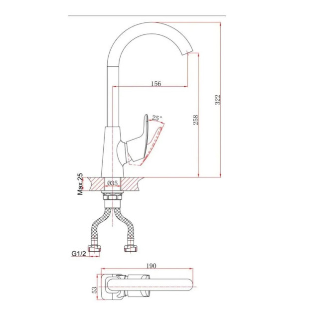 Смеситель для кухни A-five A5-0324 серия Daisy D35 хром