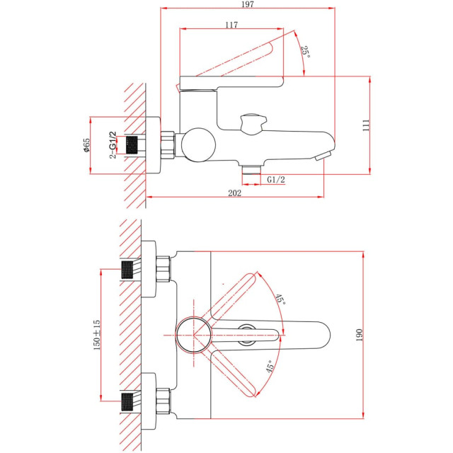 Смеситель для ванны A-five A5-0532 серия Lotus D35 хром