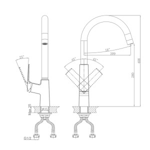 Смеситель для кухни A-five A5-1124 серия Lily D35 хром