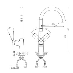 Смеситель для кухни A-five A5-1524 серия Lily D35 бронза
