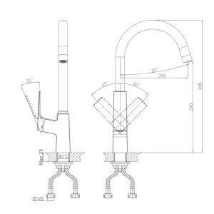 Смеситель для кухни A-five A5-1524 серия Lily D35 бронза
