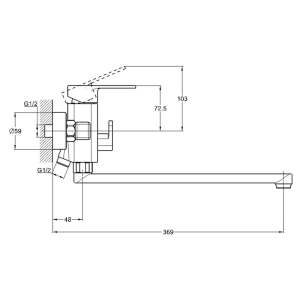 Смеситель для ванны Econoce EC0384 серия 380 D35-A