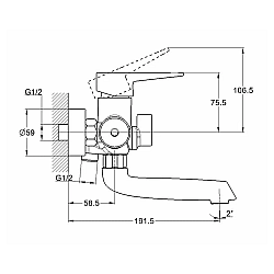 Смеситель для ванны Econoce EC0402 серия 400 D35-A