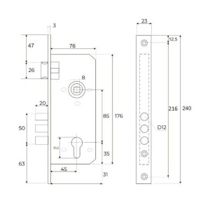 Корпус замка Vettore 2001 хром