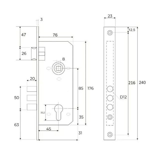Корпус замка Vettore 2001 хром