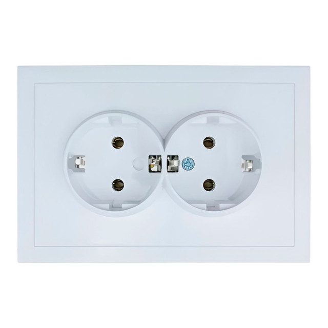 Розетка Lezard Zima 704-0200-127BQC 2 места безвинтовой зажим/клемма белая