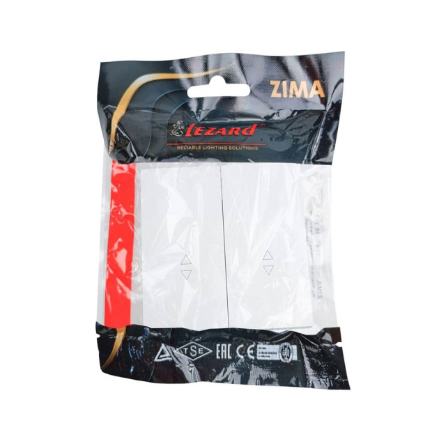 Выключатель проходной Lezard Zima 704-0288-106QC 2 клавиши безвинтовой зажим/клемма белый