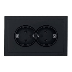 Розетка Lezard Zima 704-4200-128BQC 2 места безвинтовой без заземления ПБТ черный бархат