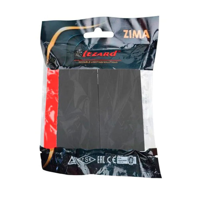 Выключатель проходной Lezard Zima 704-4288-106QC 2 клавиши безвинтовой зажим/клемма черный бархат