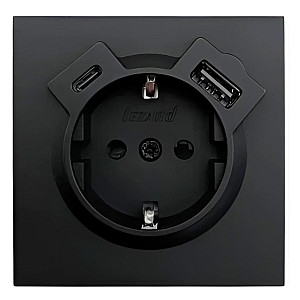 Розетка комбинированная Lezard Zima 704-4288-181TC TC + USB с заземлением черный бархат