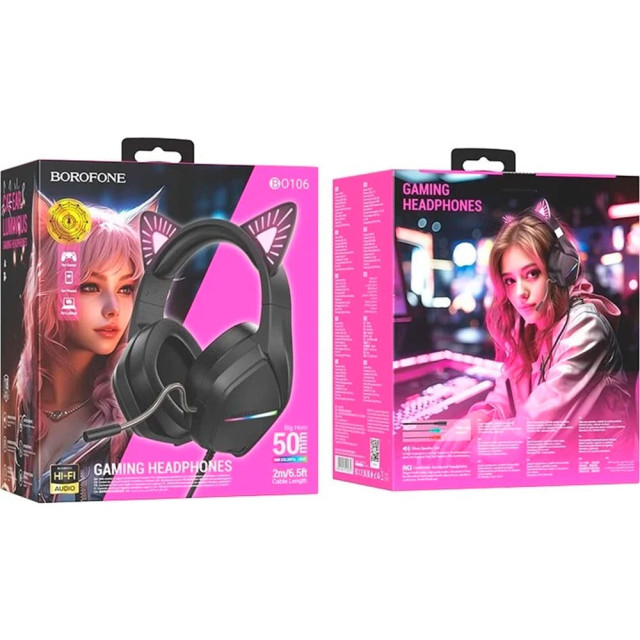Наушники Borofone BO106 BT полноразмерные с микрофоном розовый
