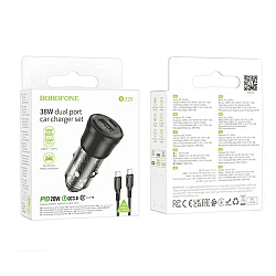 Автомобильное зарядное устройство Borofone BZ25A два порта PD38W + QC3.0 черный