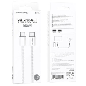 Кабель Borofone BX103 O9492 Type-C-Type-C 60W белый 1 м