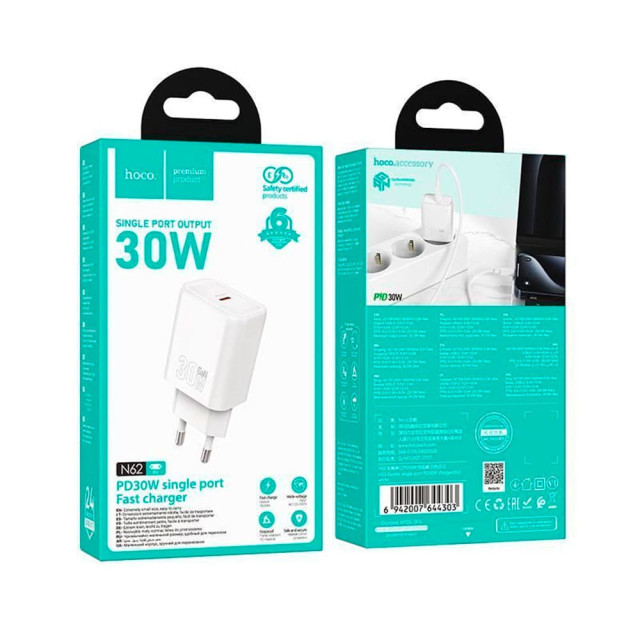 Зарядное устройство Hoco N62 один порт PD30W белый