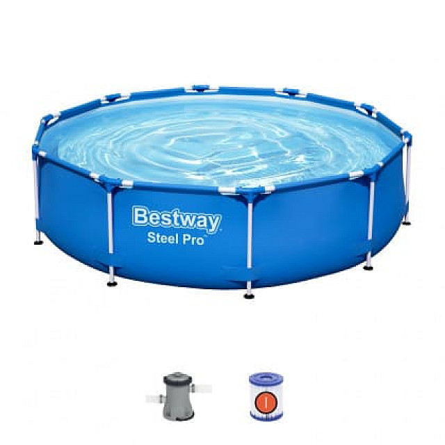 Бассейн каркасный Bestway Steel Pro 56679 с фильтр-насосом 305*76 см 4678 л Бассейн каркасный Bestway Steel Pro 56679 с фильтр-насосом 305*76 см 4678 л