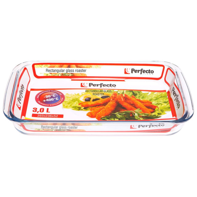 Форма Perfecto Linea 12-300010 из жаропрочного стекла прямоугольная 393*236*52 мм 3 л