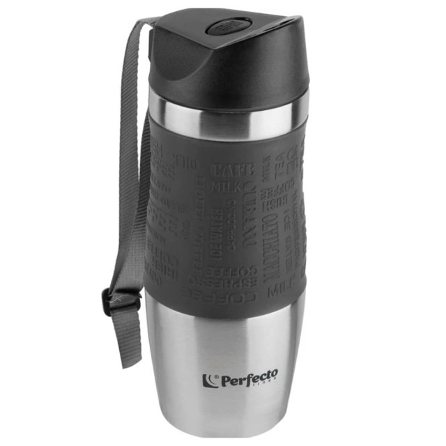 Термокружка Perfecto Linea Black 27-124801 с ремешком нержавеющая сталь 380 мл