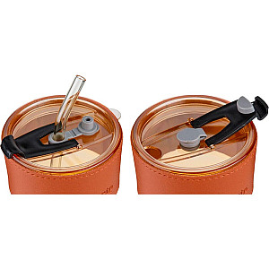 Стакан Perfecto Linea Amber 31-400201 стеклянный с трубочкой и кожаным кейсом 400 мл