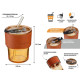 Стакан Perfecto Linea Amber 31-400201 стеклянный с трубочкой и кожаным кейсом 400 мл Стакан Perfecto Linea Amber 31-400201 стеклянный с трубочкой и кожаным кейсом 400 мл