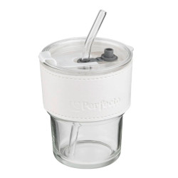 Стакан Perfecto Linea Clear 31-400301 стеклянный с трубочкой и кожаным кейсом 400 мл