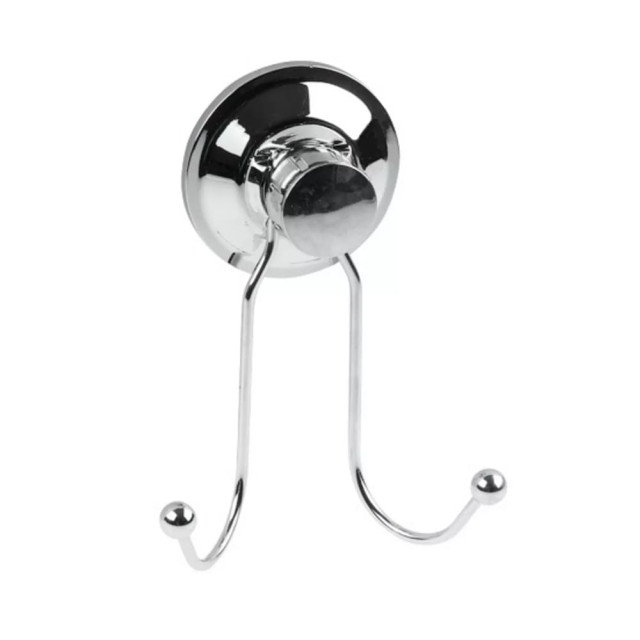 Крючок двойной Perfecto Linea Fix Lock 35-344720 настенный на вакуумной присоске хром