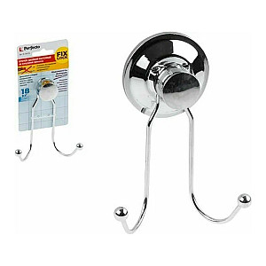 Крючок двойной Perfecto Linea Fix Lock 35-344720 настенный на вакуумной присоске хром