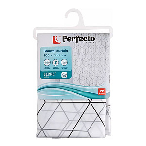 Шторка для ванной Perfecto Linea Secret 36-118004 180*180 см геометрия белая