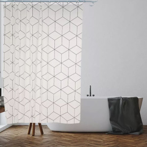 Шторка для ванной Perfecto Linea Secret 36-118004 180*180 см геометрия белая