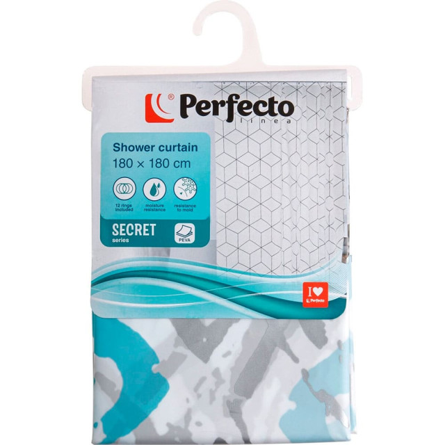 Шторка для ванной Perfecto Linea Secret 36-118004 180*180 см морская волна