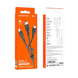 Кабель Borofone BX17 3в1 Lightning+Micro+Type-C черный 1 м