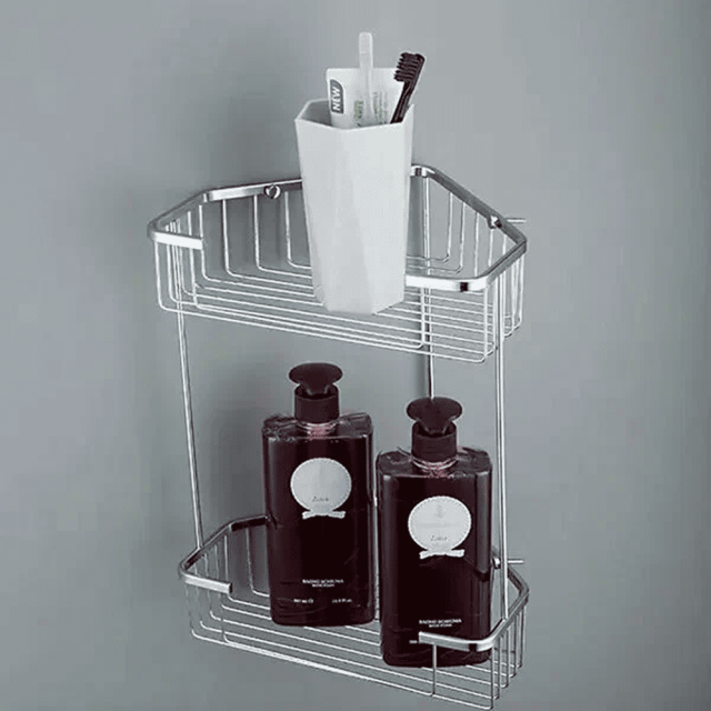 Полка угловая Frap F335-1 2-ярусная металлическая хром 240*320 мм