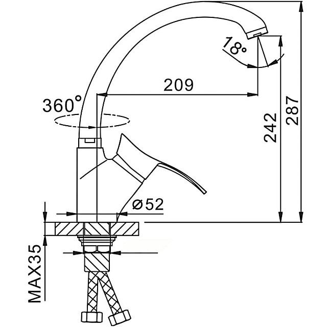 Смеситель для кухни Frap F4101-11 40 мм гайка черный