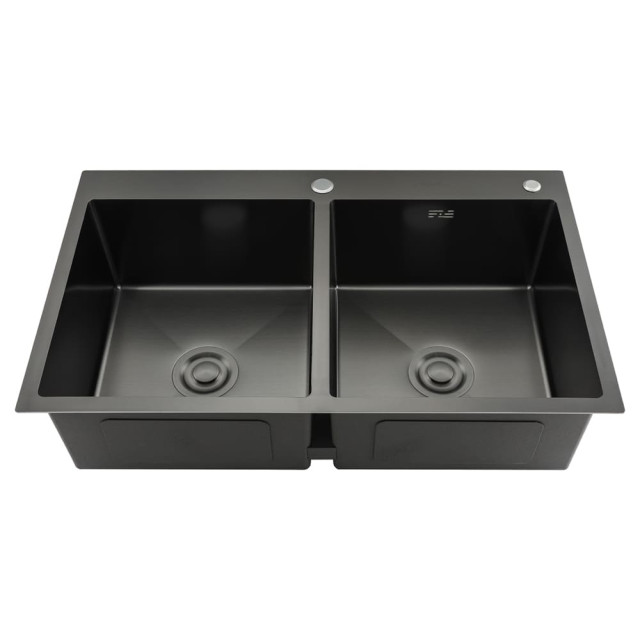 Мойка кухонная Gappo GS8350-6 стальная две чаши черная 830*500*215 мм Мойка кухонная Gappo GS8350-6 стальная две чаши черная 830*500*215 мм
