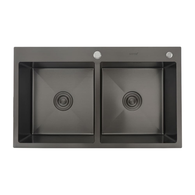 Мойка кухонная Gappo GS8350-6 стальная две чаши черная 830*500*215 мм Мойка кухонная Gappo GS8350-6 стальная две чаши черная 830*500*215 мм