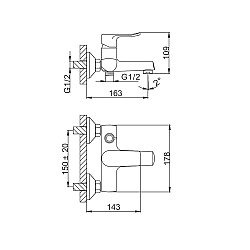 Смеситель для ванны Frud R32101 с коротким изливом