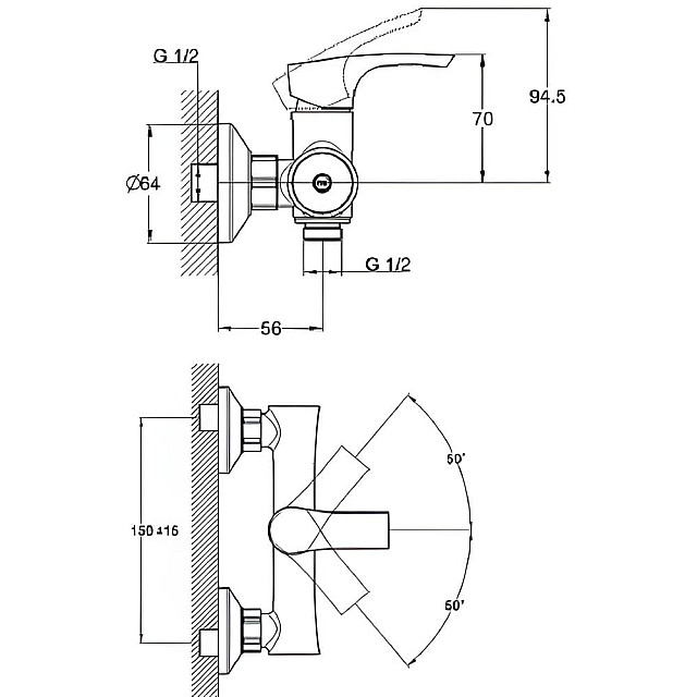 Смеситель для душа G.lauf Solone FAB5-A020 D25 без излива