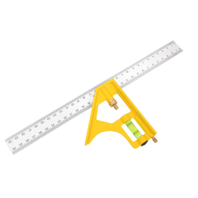 Линейка строительная Deli YS DL7300 с угольником и уровнем 300 мм