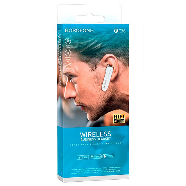 Гарнитура Borofone Bluetooth BC36 беспроводная белый
