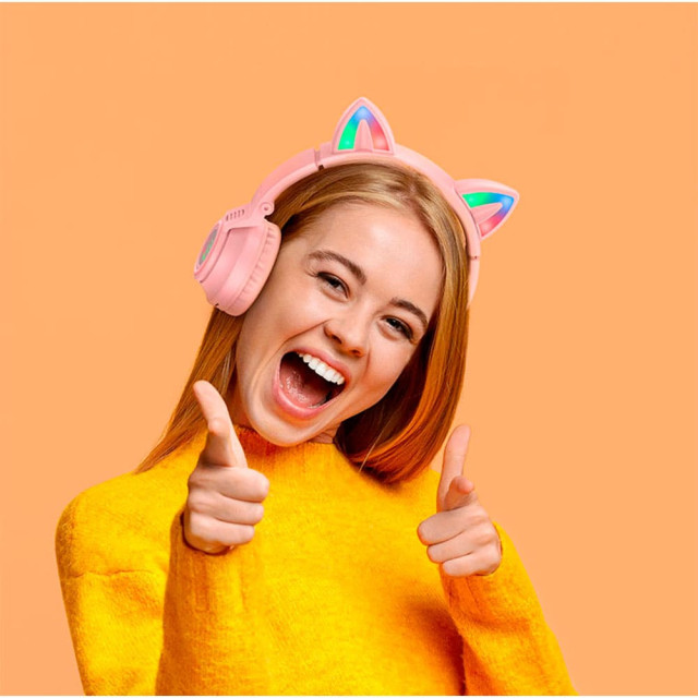 Наушники Borofone BT BO18 CAT розовые