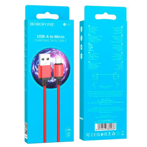 Кабель Borofone BX87 MicroUSB USB 2.4А красный 1 м