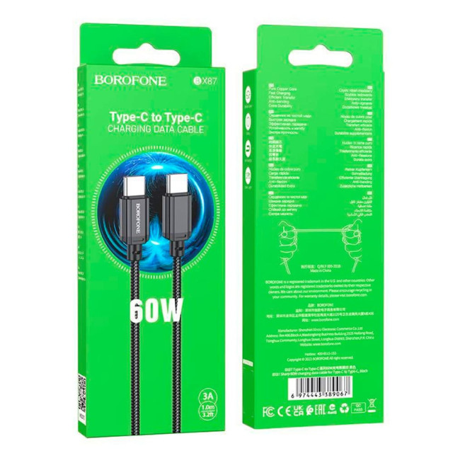 Кабель Borofone BX87 89067 Type-C-Type-C 60W черный 1 м