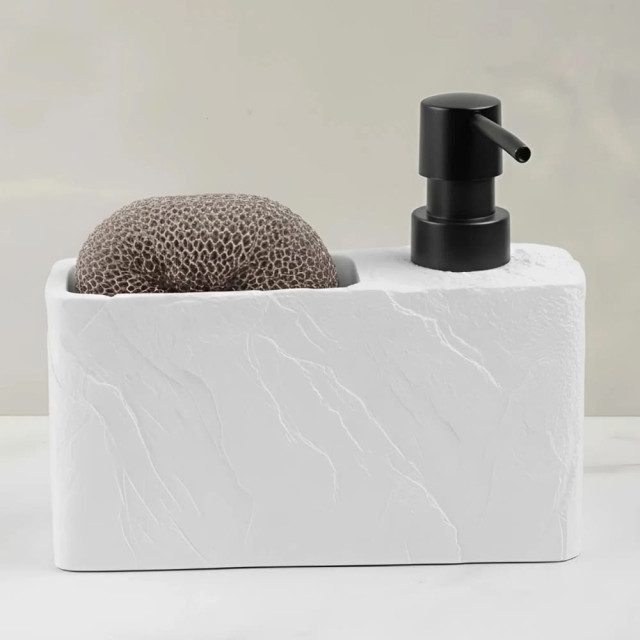 Диспенсер для моющего средства Perfecto Linea Pearl 35-191002 с подставкой для губки белый